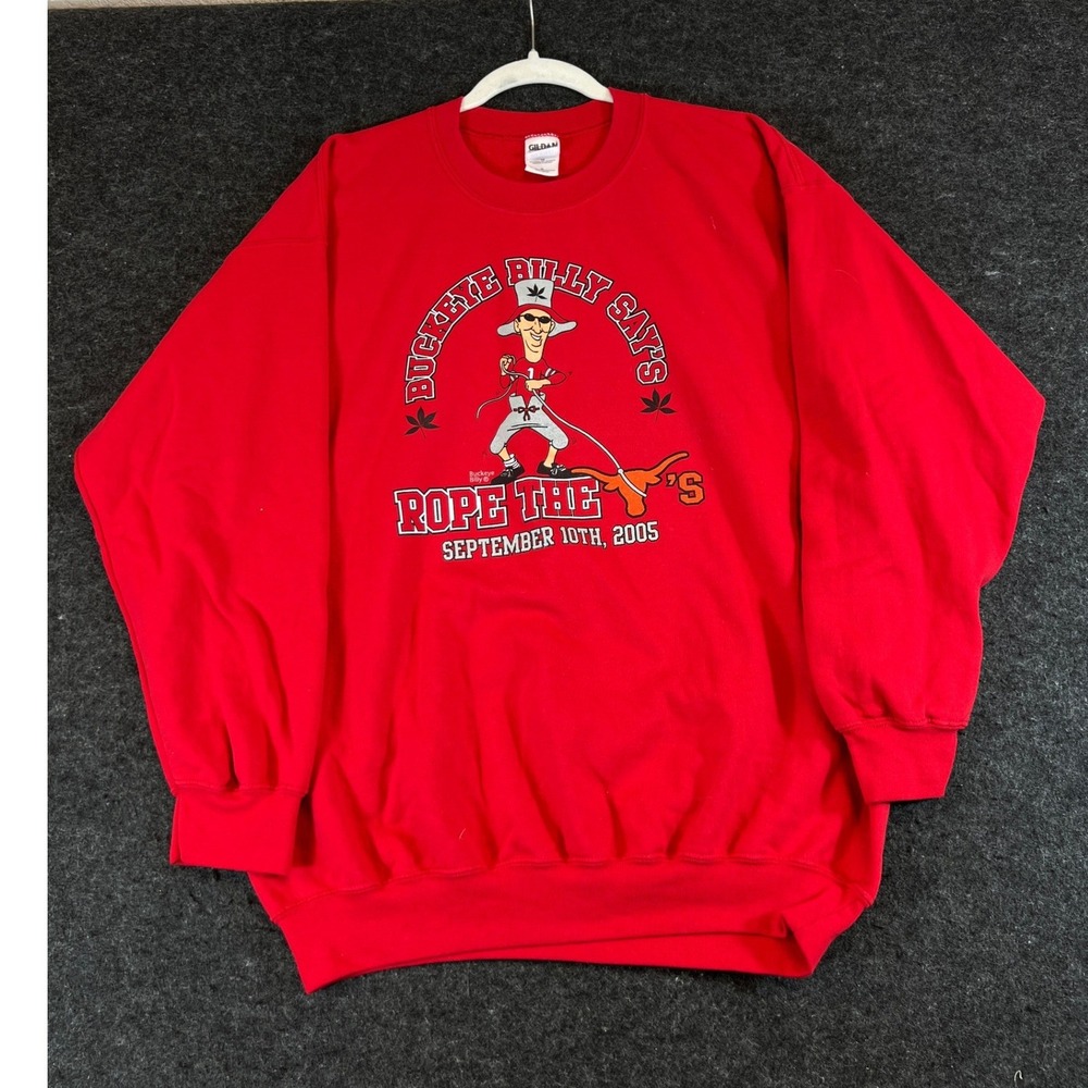 Vintage Ohio State Buckeyes Beat Texas 2005 Crewneck Sweatshirt Red Mens XL